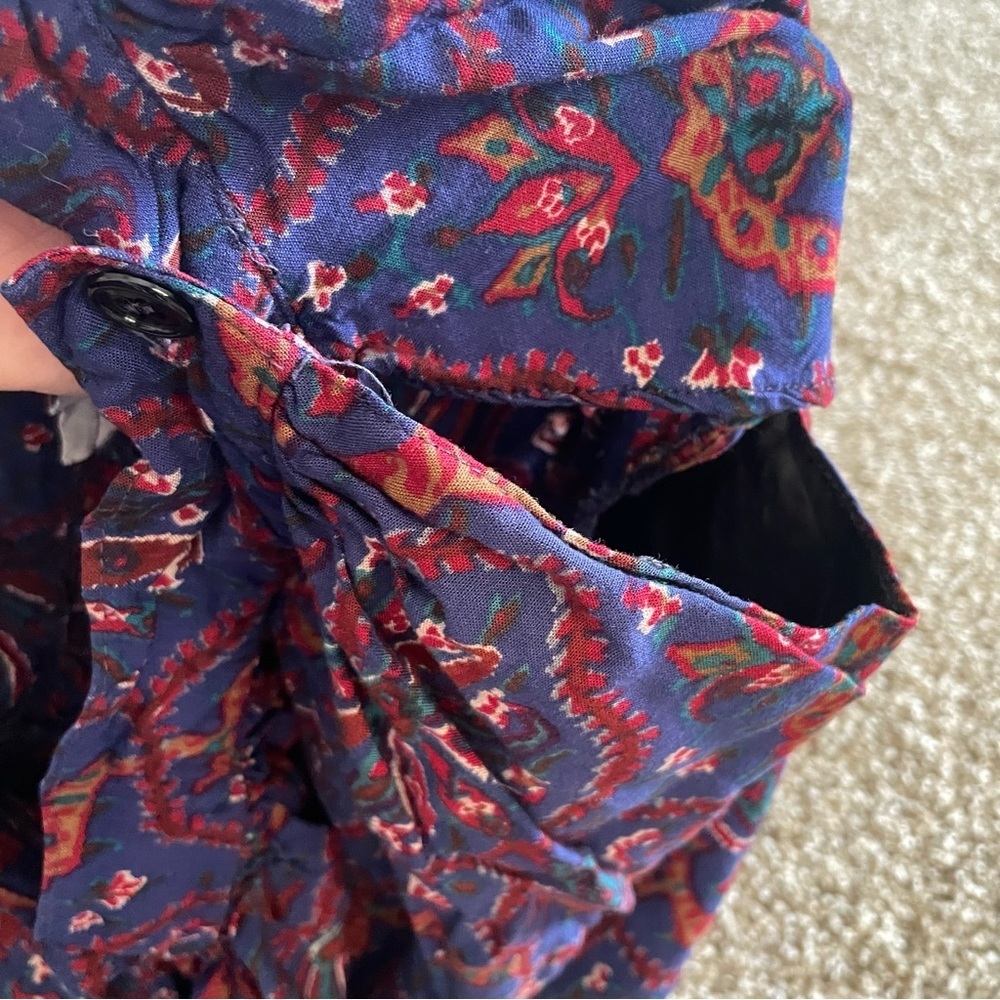 Vintage 90s Floral Midi Long Skirt Women’s 6 Navy Medallion Flowy Boho Cottage - Picture 9 of 13